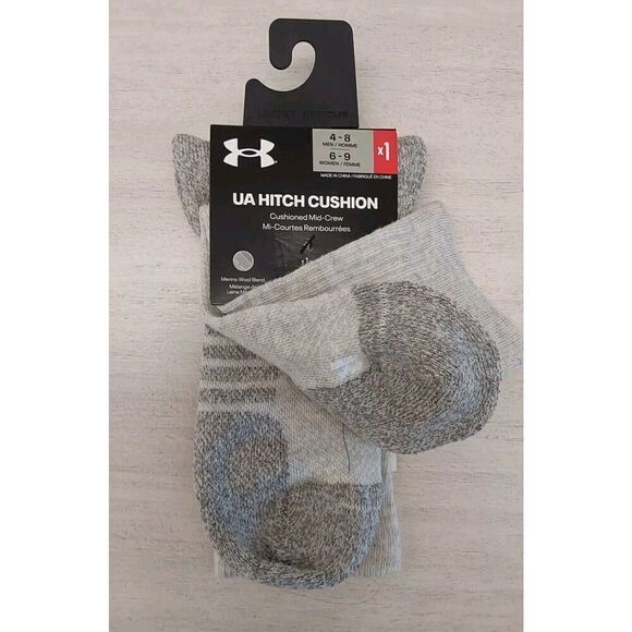Under Armour 1357227-110 Hitch Cushion Mid-Crew Socks Sz 4-8 SUMMIT WHITE - Picture 7 of 7